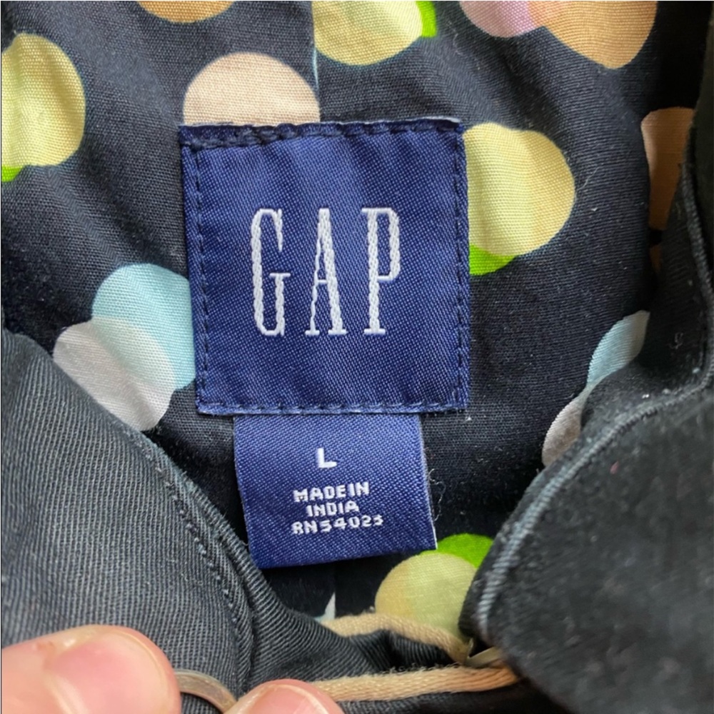 GAP Black Trench Coat with Cream Piping - Picture 7 of 9